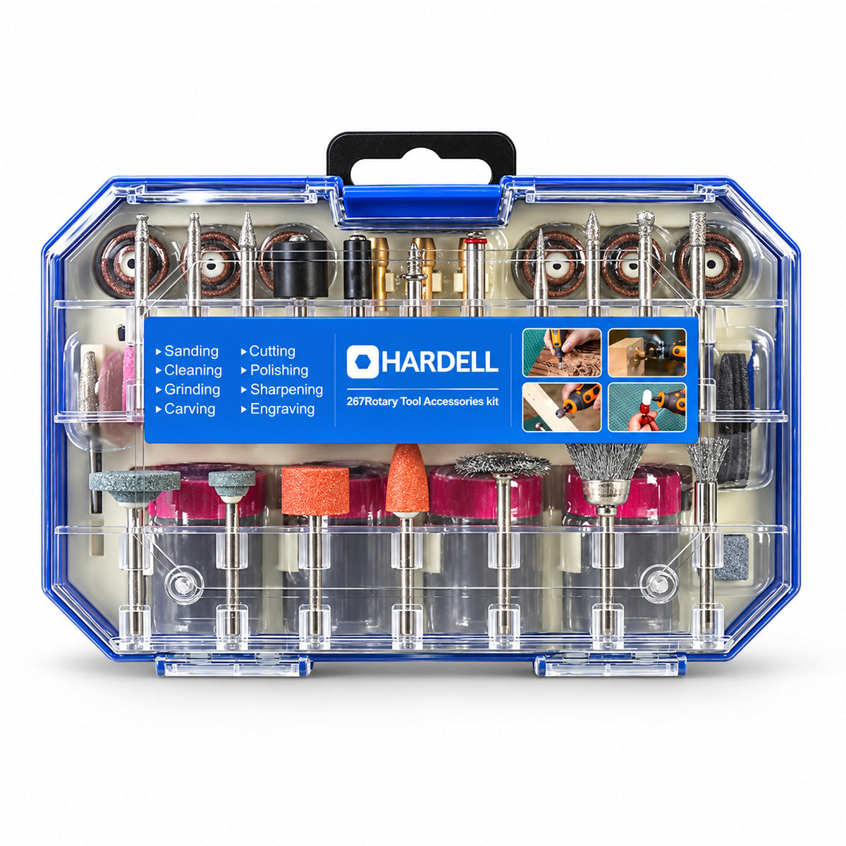 HARDELL Pink Rotary Tool Set with Caliper,Engraver & 287pc Accessory Kit