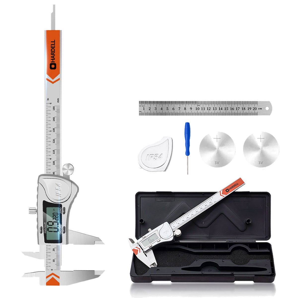 HARDELL Digital Caliper 6in IP54 Waterproof Stainless Steel