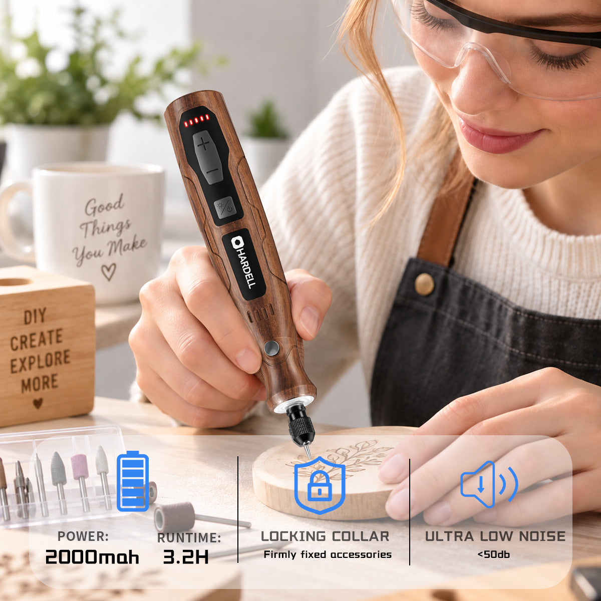HARDELL 4V Brown Essential 70pcs Cordless Rotary Tool