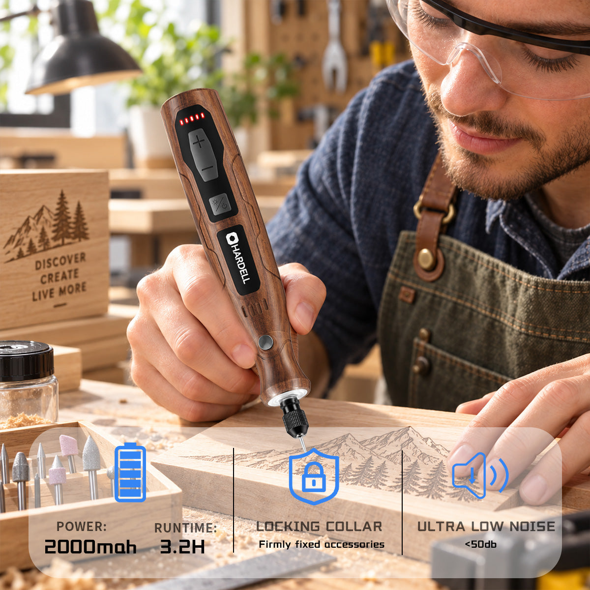 HARDELL 4V Brown Pro 70pcs Cordless Rotary Tool Kit