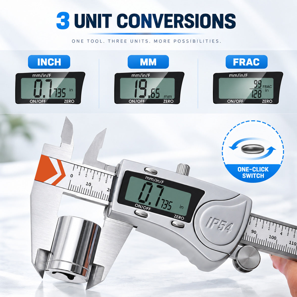 HARDELL Digital Caliper 6in IP54 Waterproof Stainless Steel
