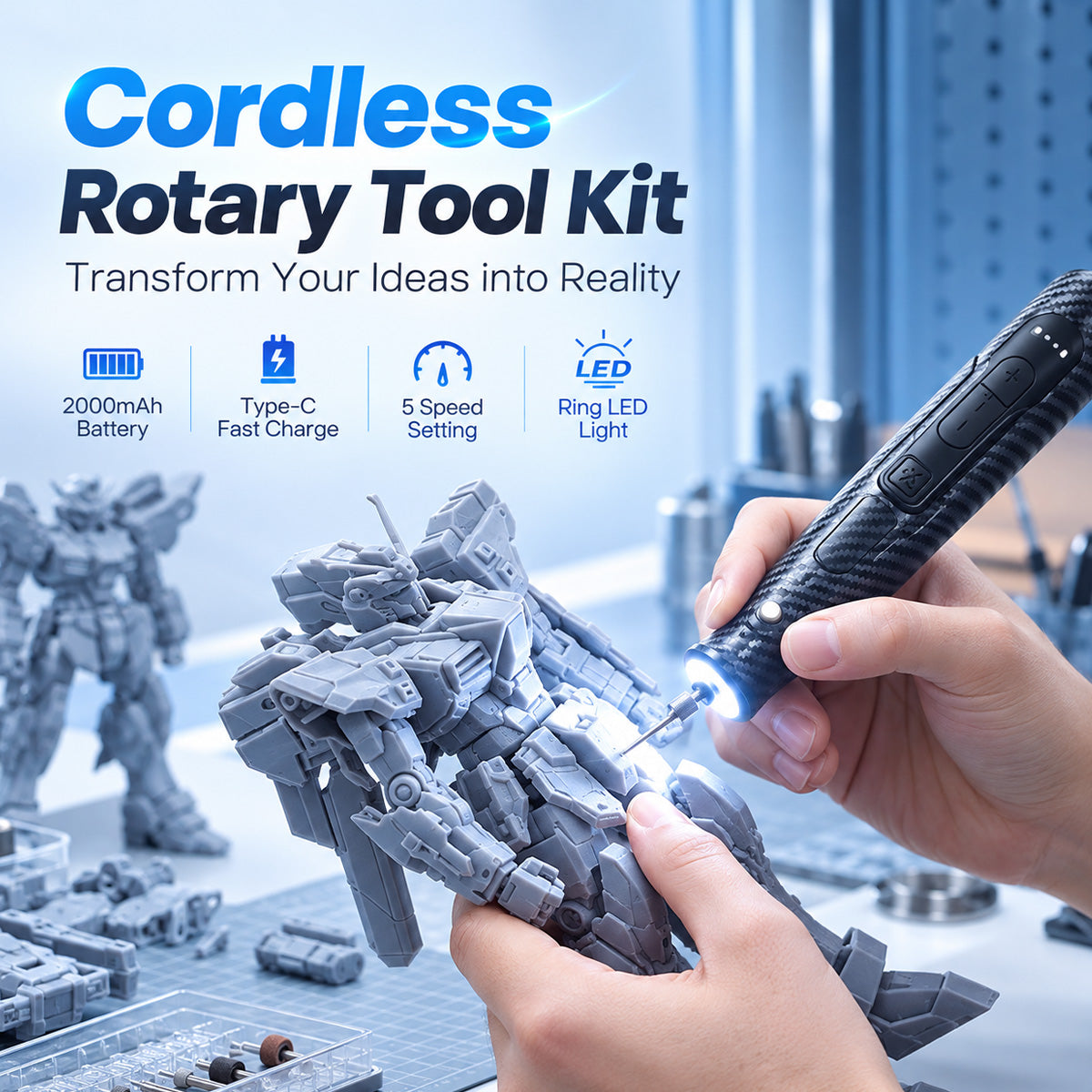 HARDELL 4V Carbon Fiber Pro 70pcs Rotary Tool Kit