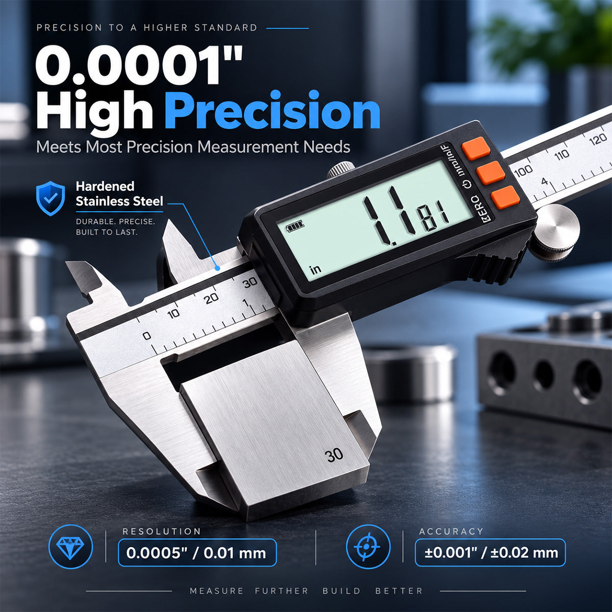 HARDELL Digital Caliper 6in Rechargeable with Power Display