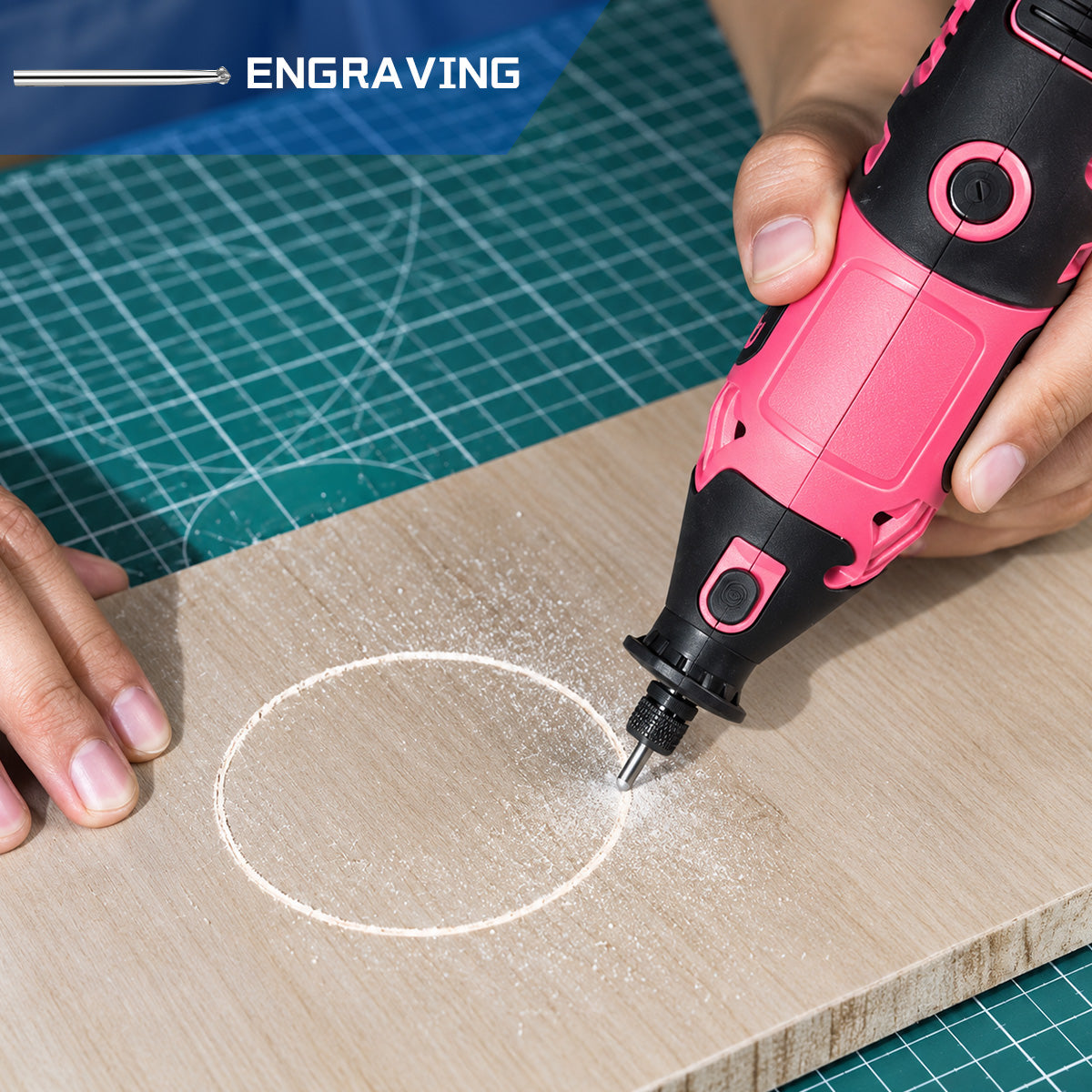 HARDELL 180W Pink Essential 61pcs Corded Rotary Tool Kit