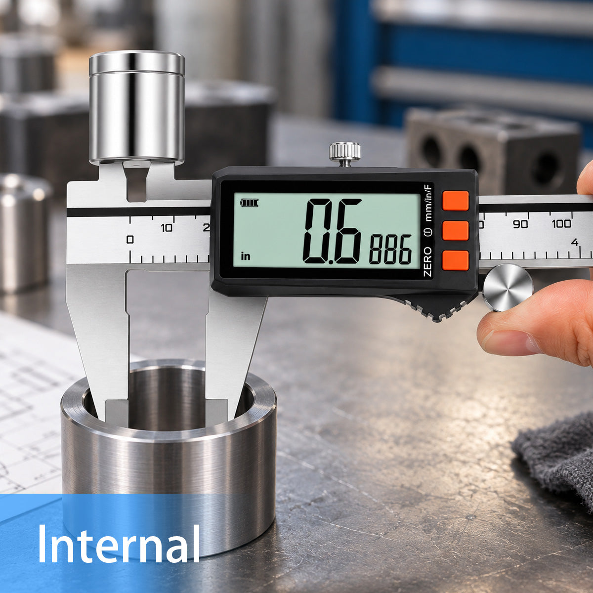 HARDELL Digital Caliper 6in Rechargeable with Power Display