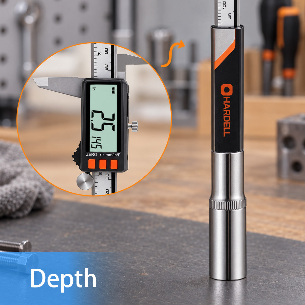 HARDELL Digital Caliper 6in Rechargeable with Power Display