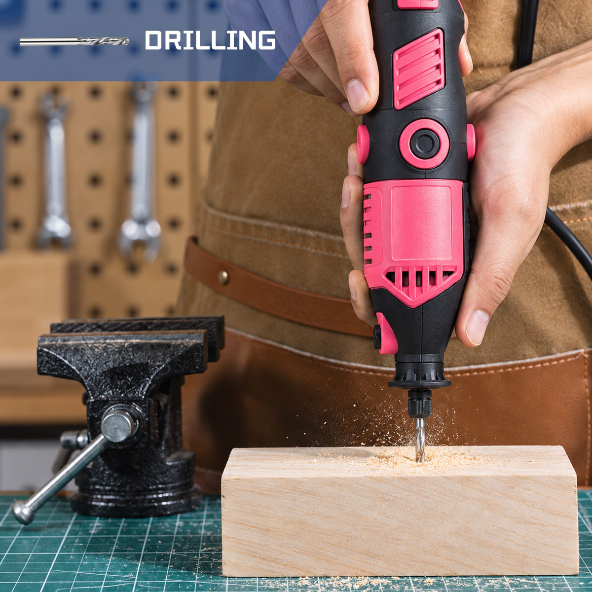 HARDELL 180W Pink Essential 61pcs Corded Rotary Tool Kit