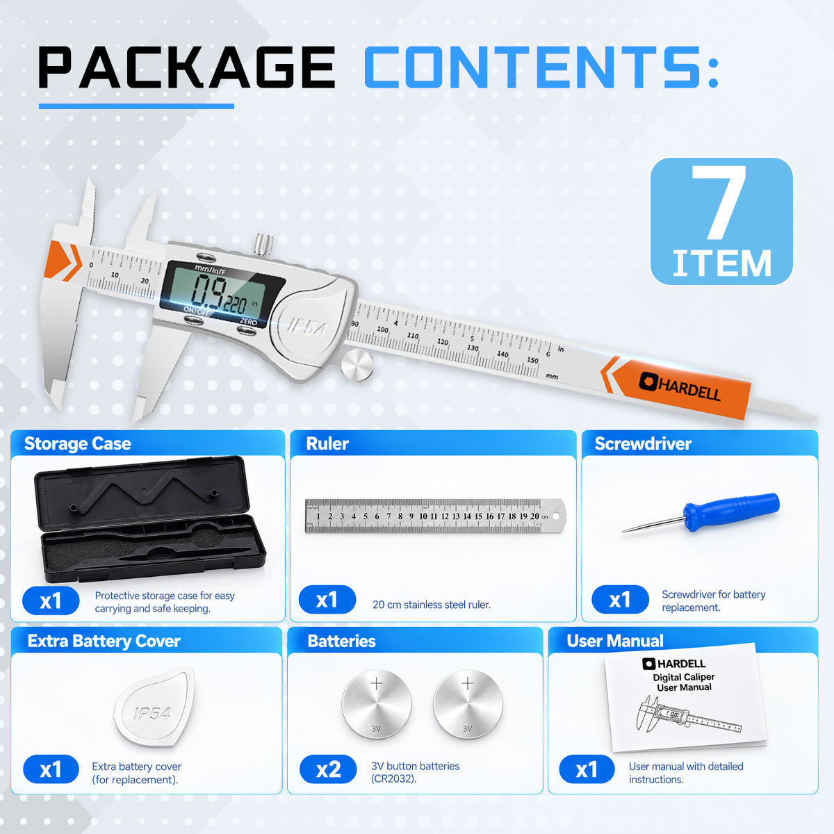 HARDELL Digital Caliper 6in IP54 Waterproof Stainless Steel