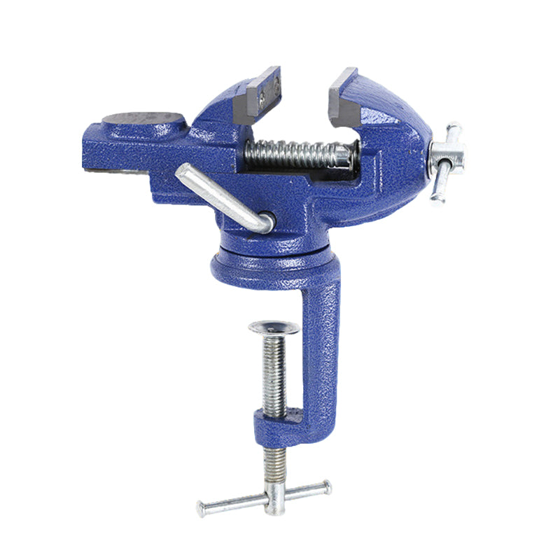 Heavy-Duty Blue Bench Vise with 360° Swivel Base & Hardened Jaws