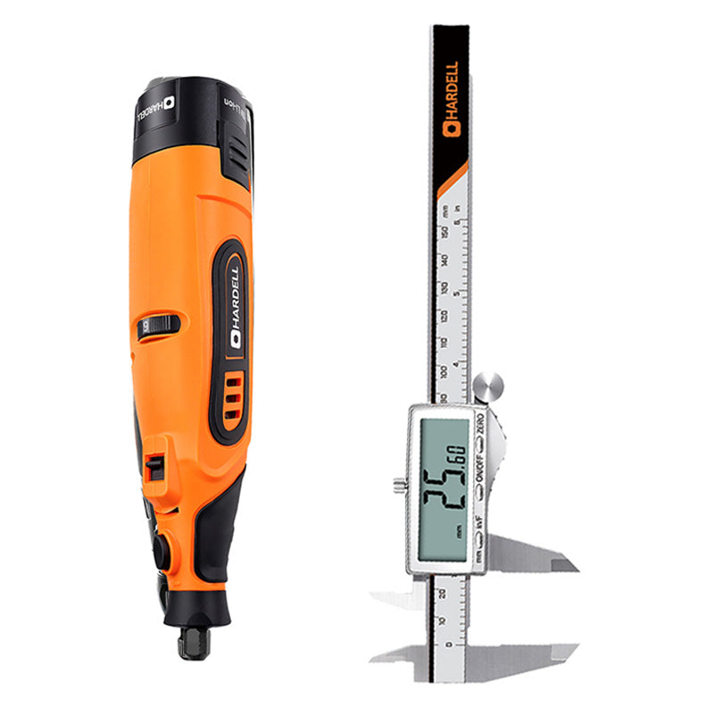 HARDELL 12V Orange Rotary Set with Caliper, Engraver & 287pc Kit