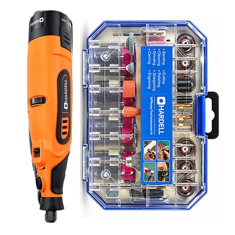 HARDELL 12V Orange Rotary Set with Caliper, Engraver & 287pc Kit