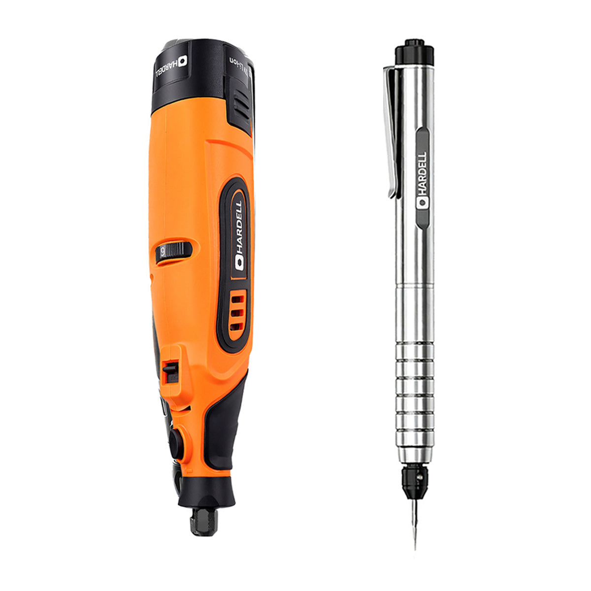 HARDELL Orange 12V Rotary Tool & 8" Caliper Set with Engraver & 287pc Kit