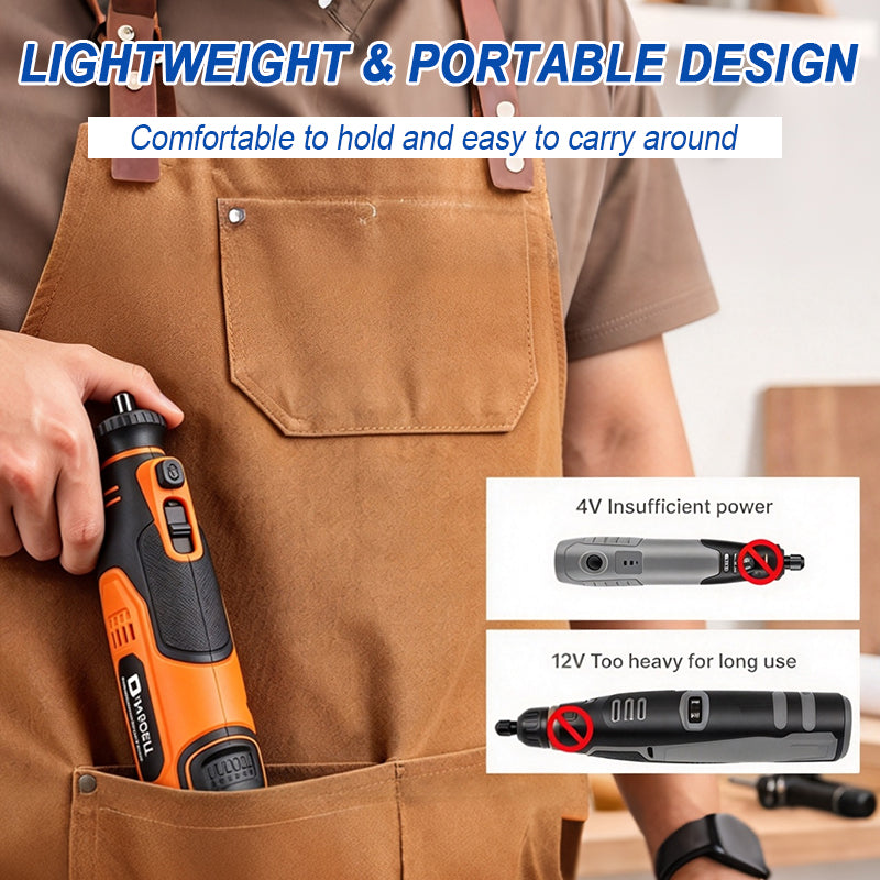 HARDELL 8V Cordless Rotary Tool Kit with LED Display & 140 Accessories