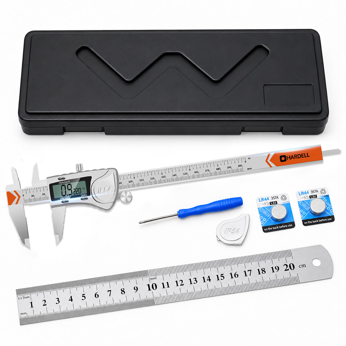 HARDELL Digital Caliper 8in IP54 Waterproof Stainless Steel