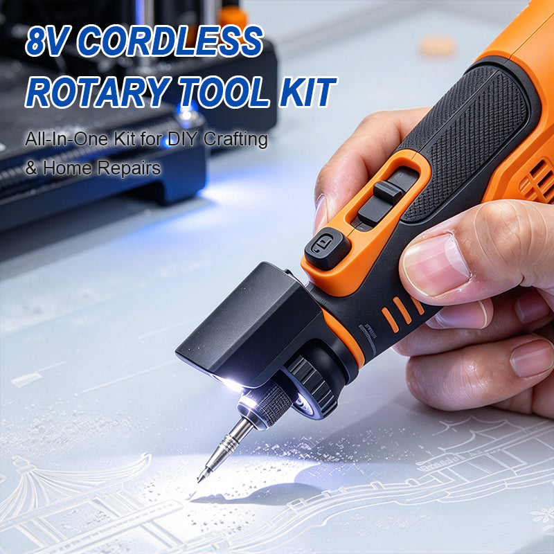 HARDELL 8V Cordless Rotary Tool Kit with LED Display & 140 Accessories