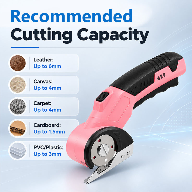 HARDELL Pink Cordless Electric Scissors for Fabric, Cardboard & Leather