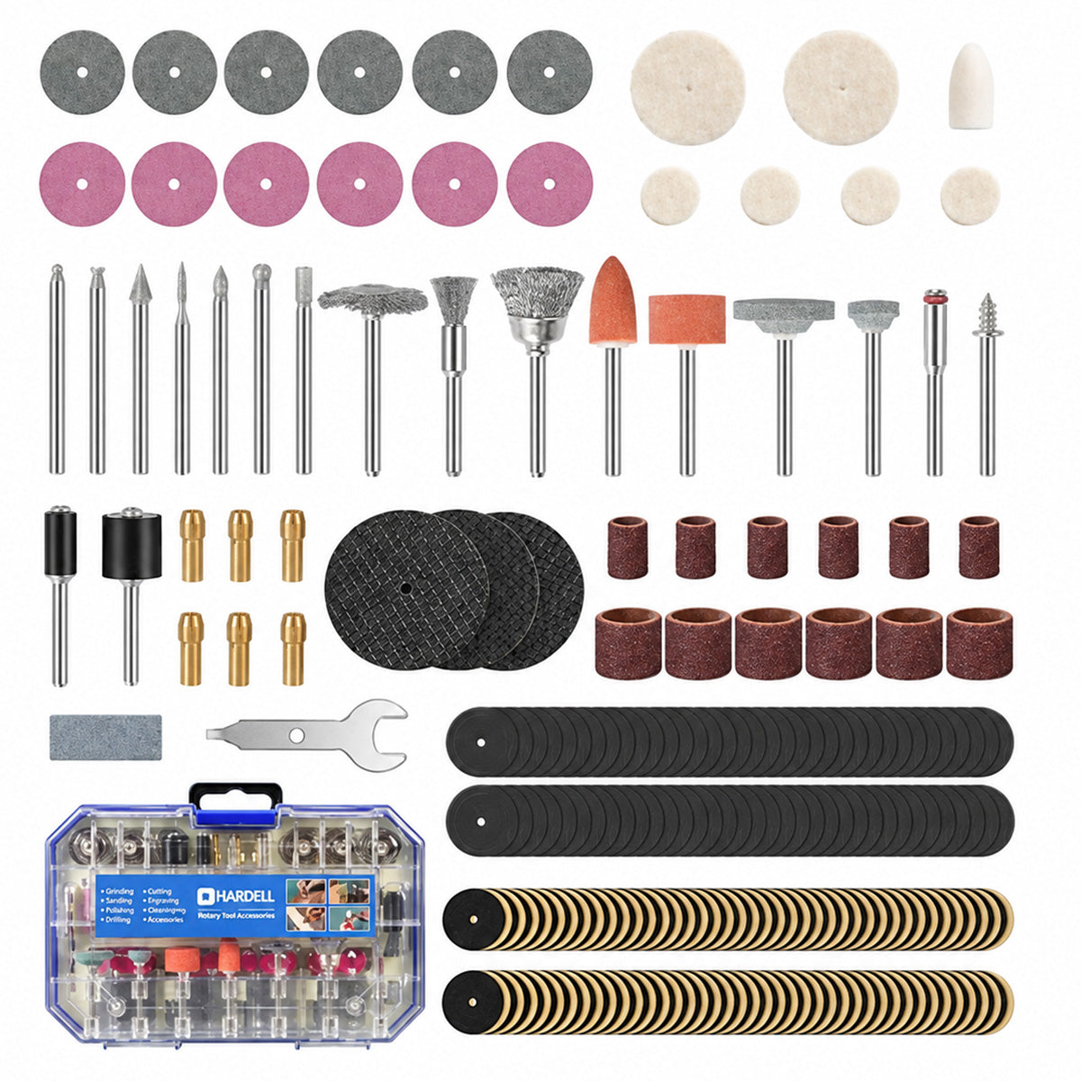 HARDELL 4V Black Rotary Tool Set with Caliper, Engraver & 287pc Kit