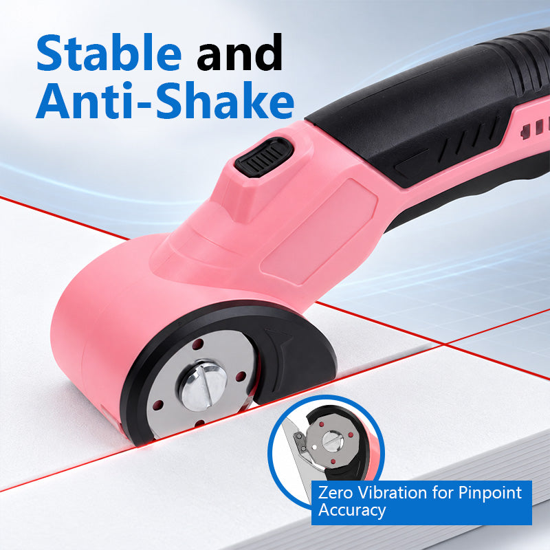 HARDELL Pink Cordless Electric Scissors for Fabric, Cardboard & Leather