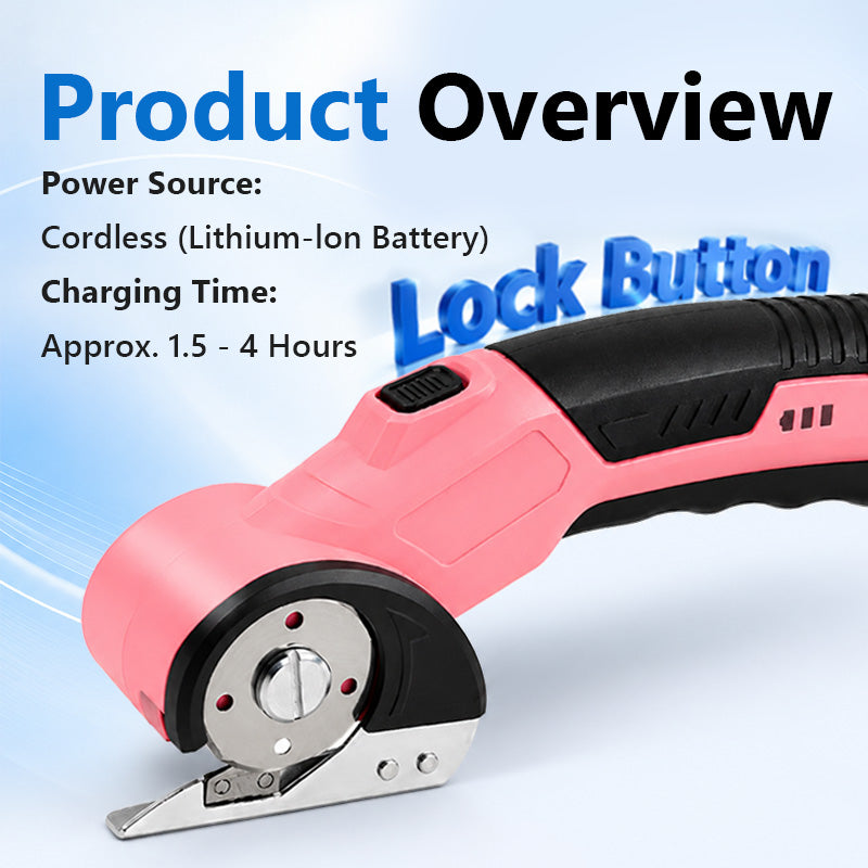 HARDELL Pink Cordless Electric Scissors for Fabric, Cardboard & Leather