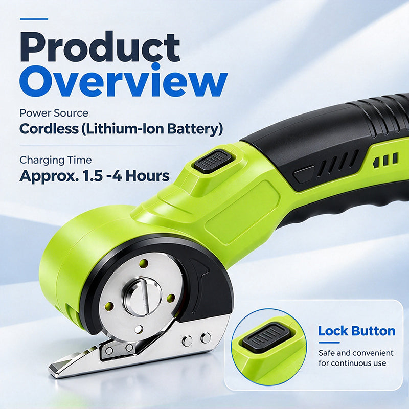 HARDELL Green Cordless Electric Scissors & Multi-Material Rotary Cutter