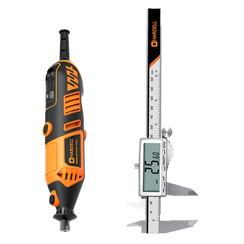 HARDELL 180W Orange Rotary Set with Flex Shaft, Caliper & Engraver