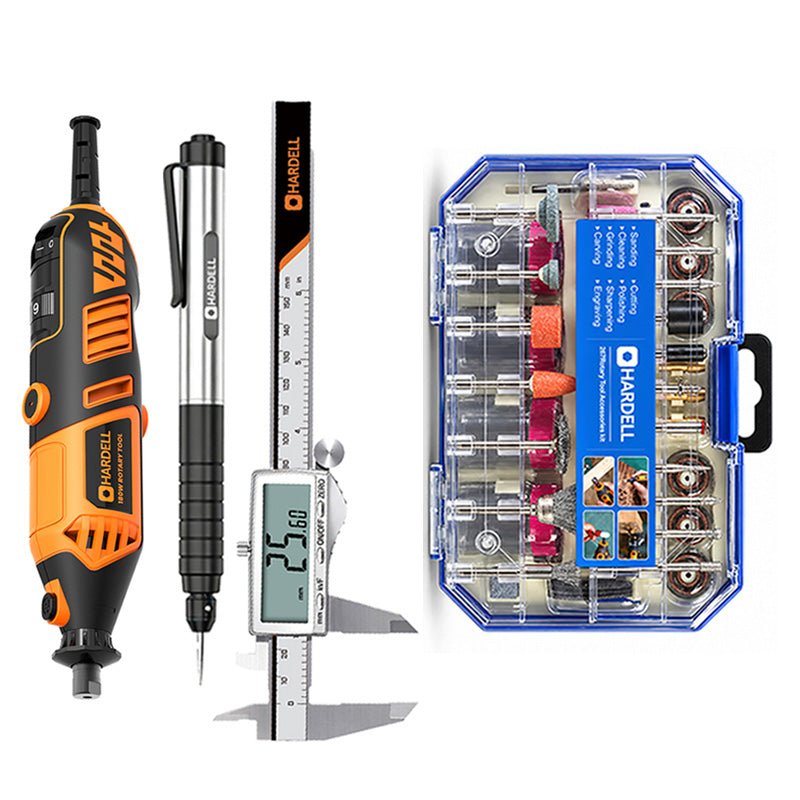 HARDELL 180W Orange Rotary Set with Flex Shaft, Caliper & Engraver
