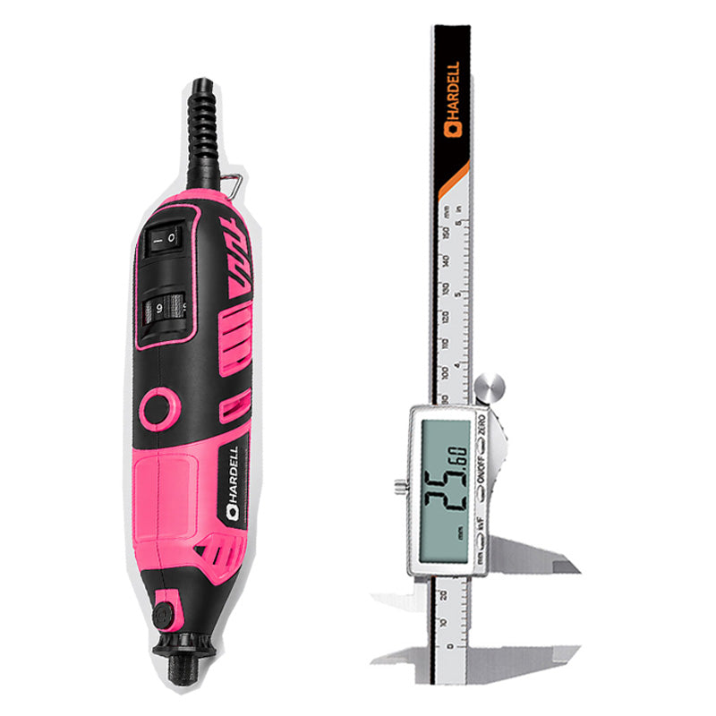 HARDELL 180W Pink Rotary Set with Caliper, Engraver & 287pc Kit
