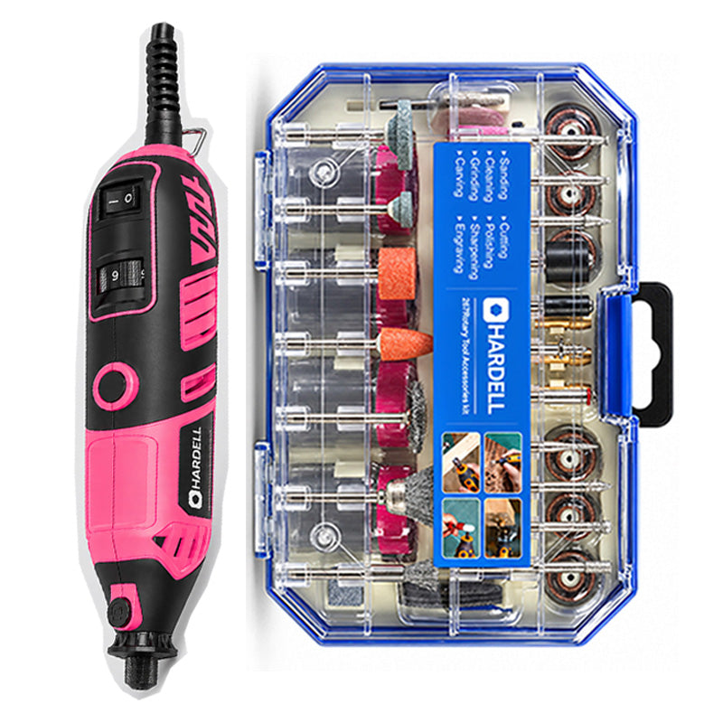 HARDELL 180W Pink Rotary Set with Caliper, Engraver & 287pc Kit