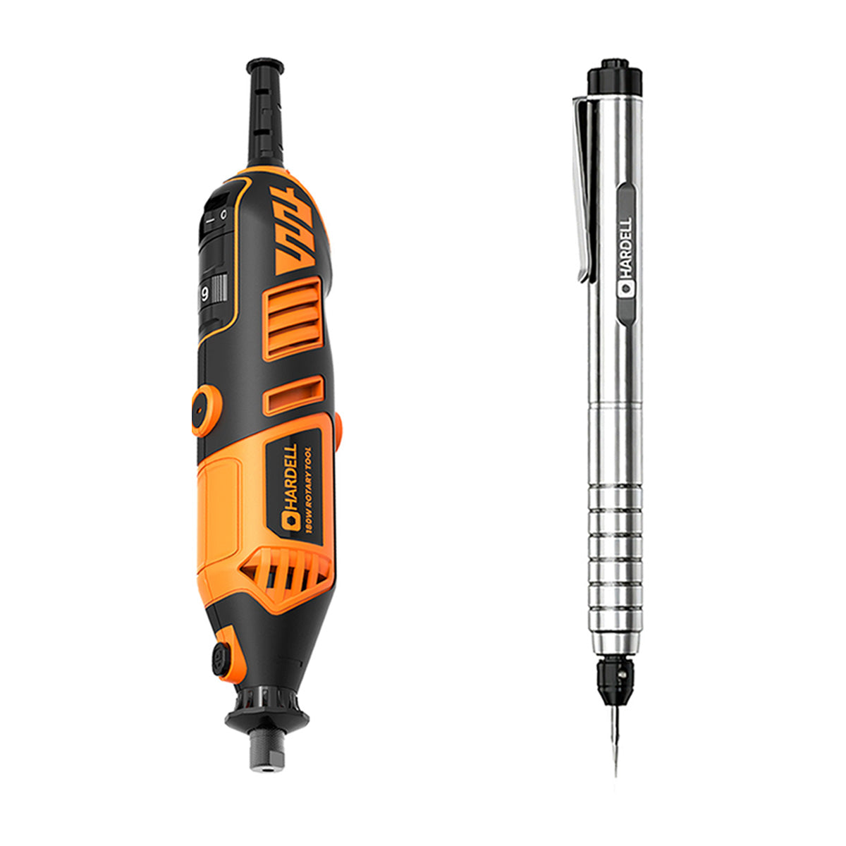 HARDELL Orange 180W Rotary Tool & 12" Caliper Set with Engraver & 287pc Kit
