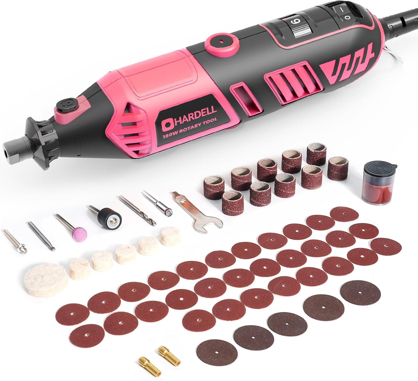 6 Variable Speeds 180w Corded Power Rotary Tool With 61 Accessories - Hardell