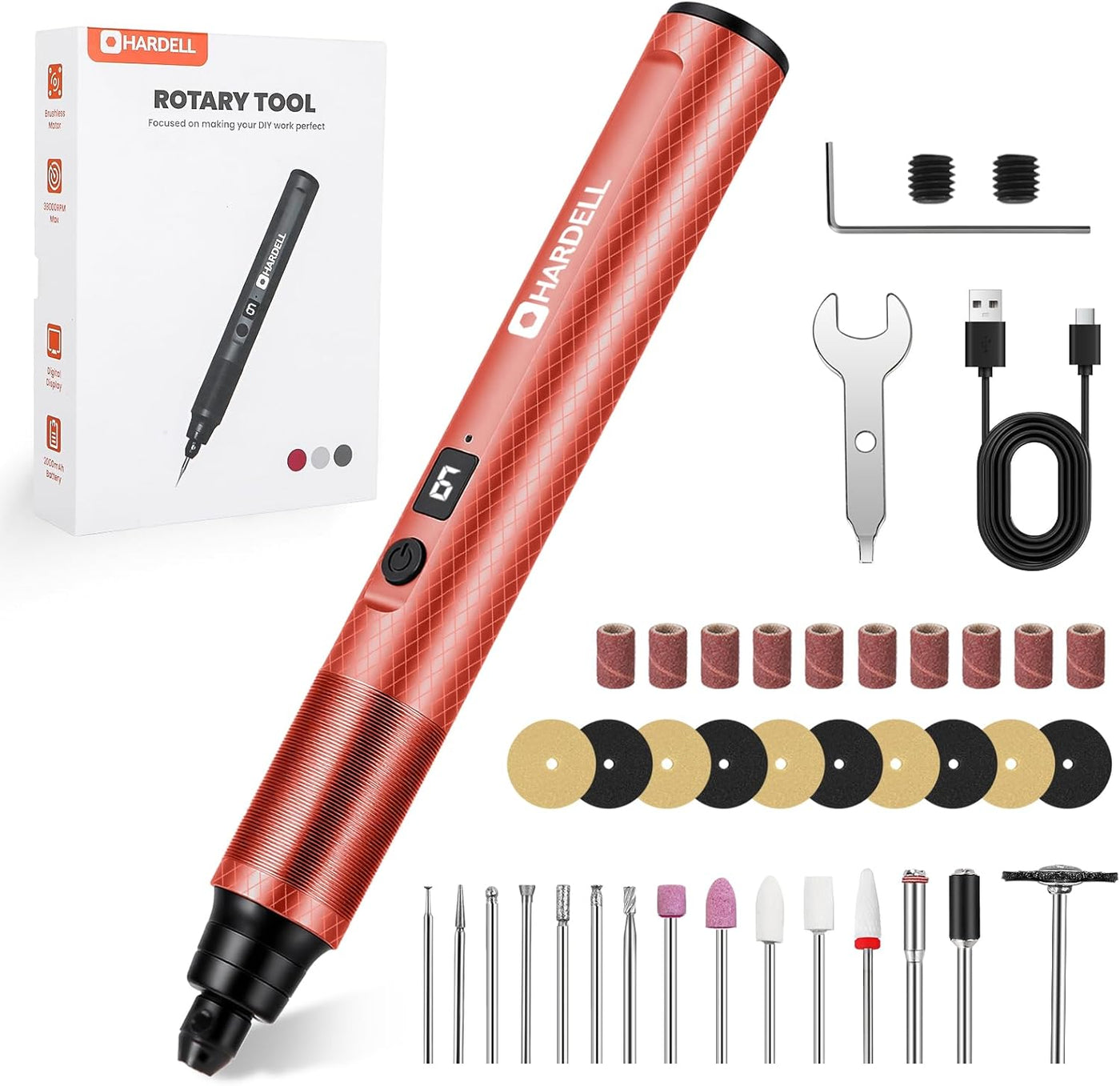 6 Speed Mini Cordless Rotary Tool Kit with 35 Accessories - Hardell