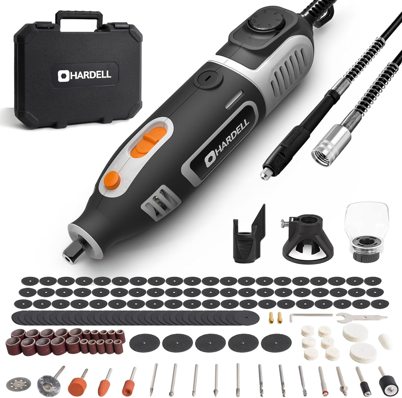 6 Variable Speeds 200w Corded Power Rotary Tool with 153 Accessories - Hardell