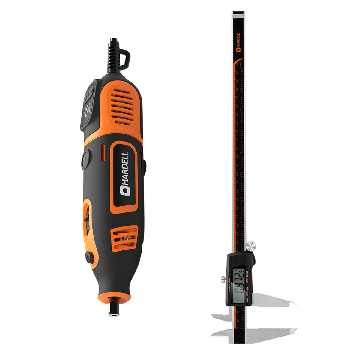 HARDELL Orange 200W Rotary Tool & 12" Caliper Set with Engraver & 287pc Kit
