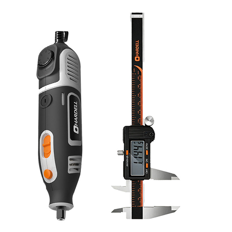 HARDELL Grey 200W Rotary Tool Set with Flex Shaft, Caliper, Engraver & 287pc Kit