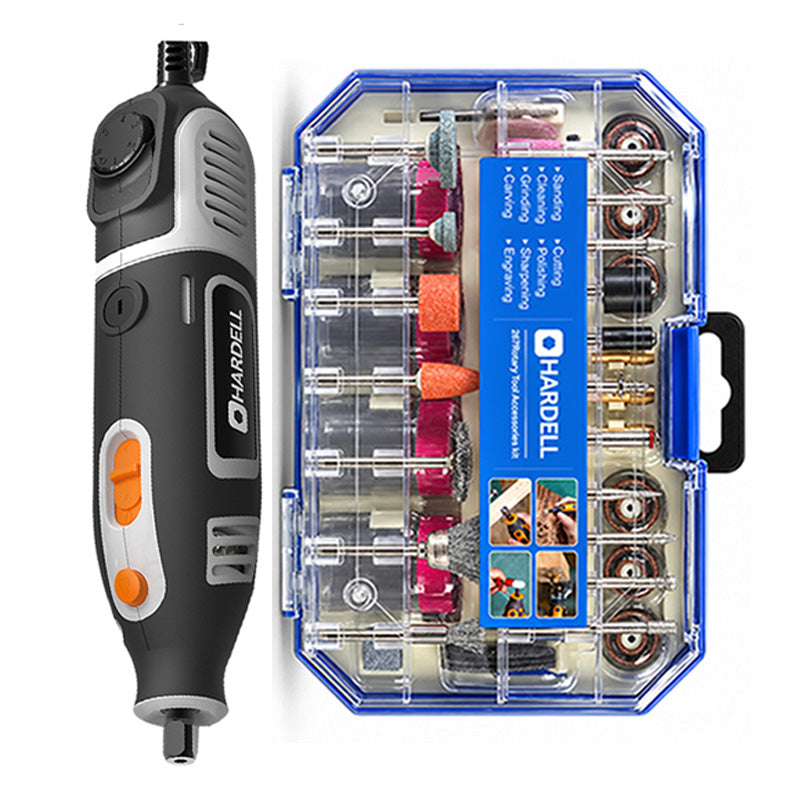 HARDELL Grey 200W Rotary Tool Set with Flex Shaft, Caliper, Engraver & 287pc Kit