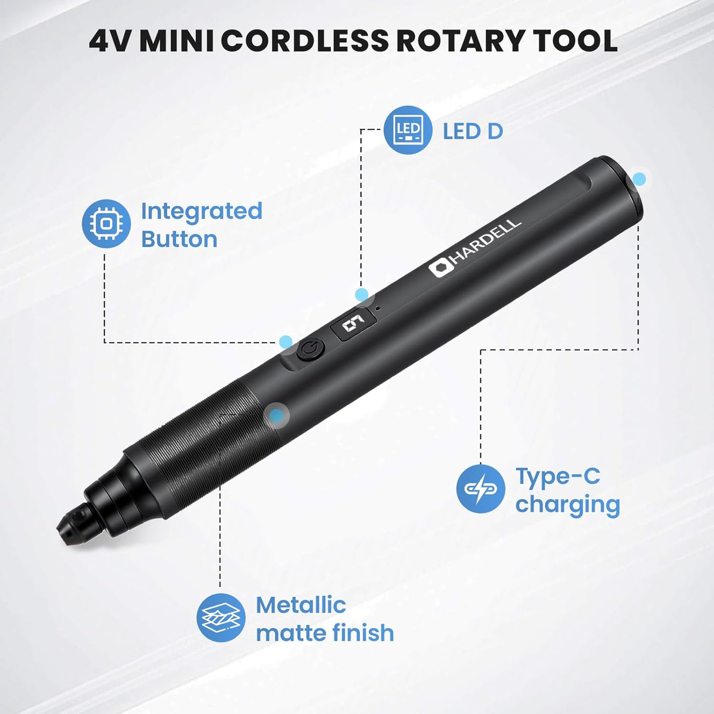 6 - Speed Mini Cordless Rotary Tool Kit with Digital Display Screen - Hardell