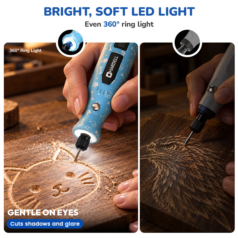 HARDELL Blue 4V Mini Cordless Rotary Tool with 360° LED & 70 Accessories