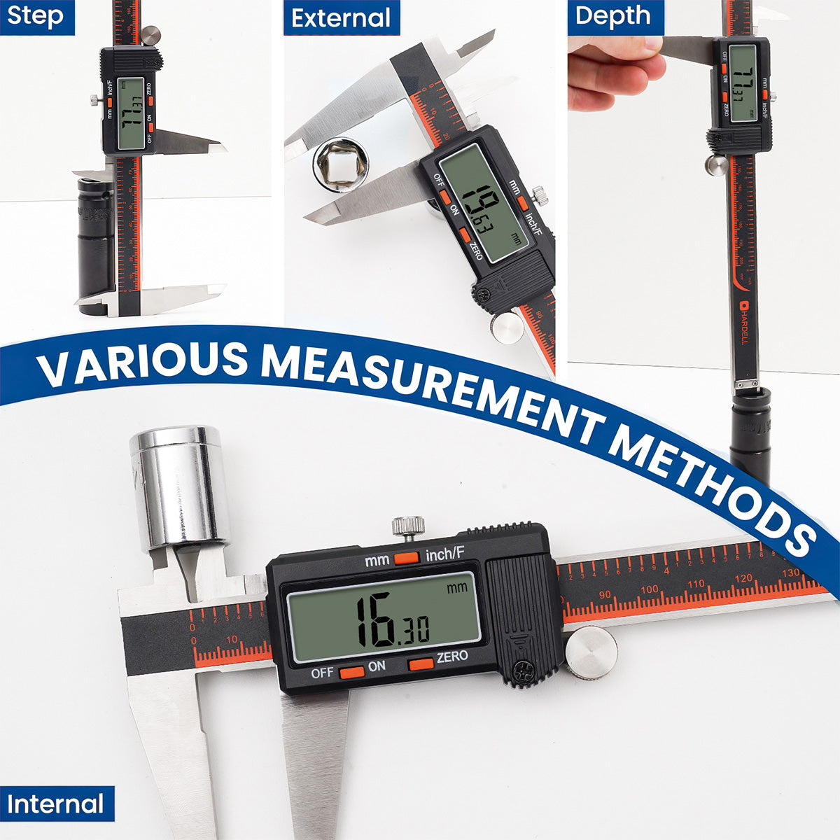 HARDELL 8" Stainless Digital Caliper with LCD & Auto-Off
