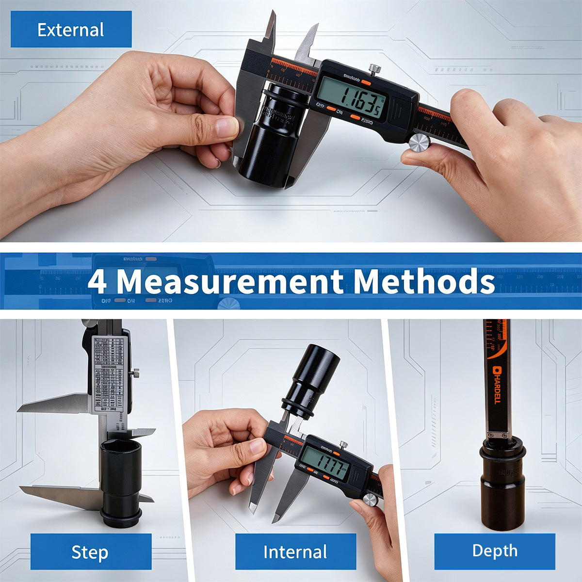 HARDELL 12" Digital Caliper – Large LCD Measuring Tool