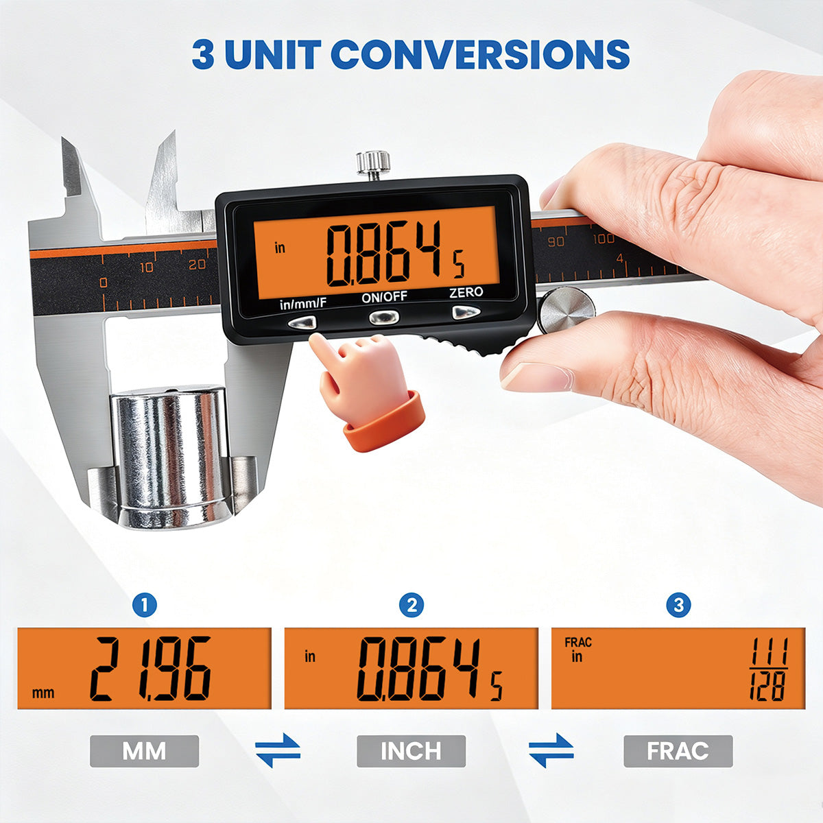 HARDELL Silver Advanced 8in Rechargeable Digital Caliper