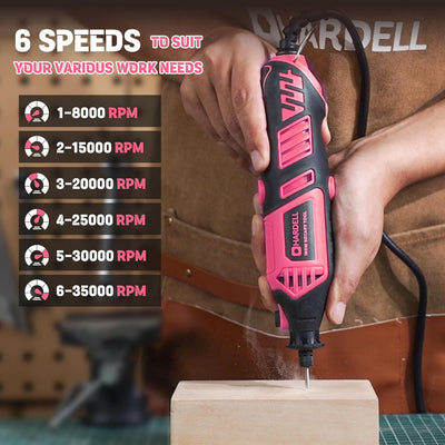 6 Variable Speeds 180w Corded Power Rotary Tool With 61 Accessories - Hardell