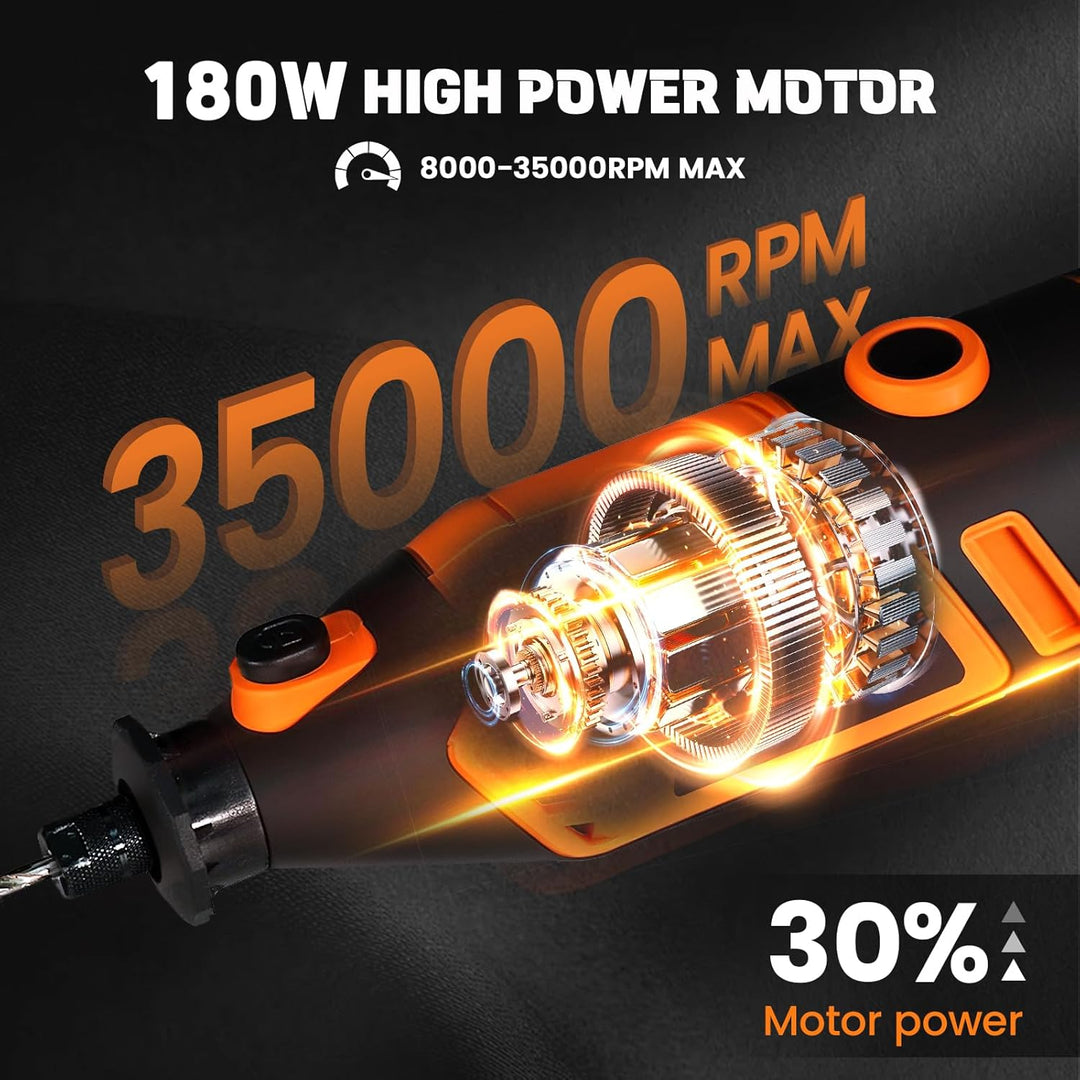 6 Variable Speeds 180w Corded Power Rotary Tool for DIY Crafts