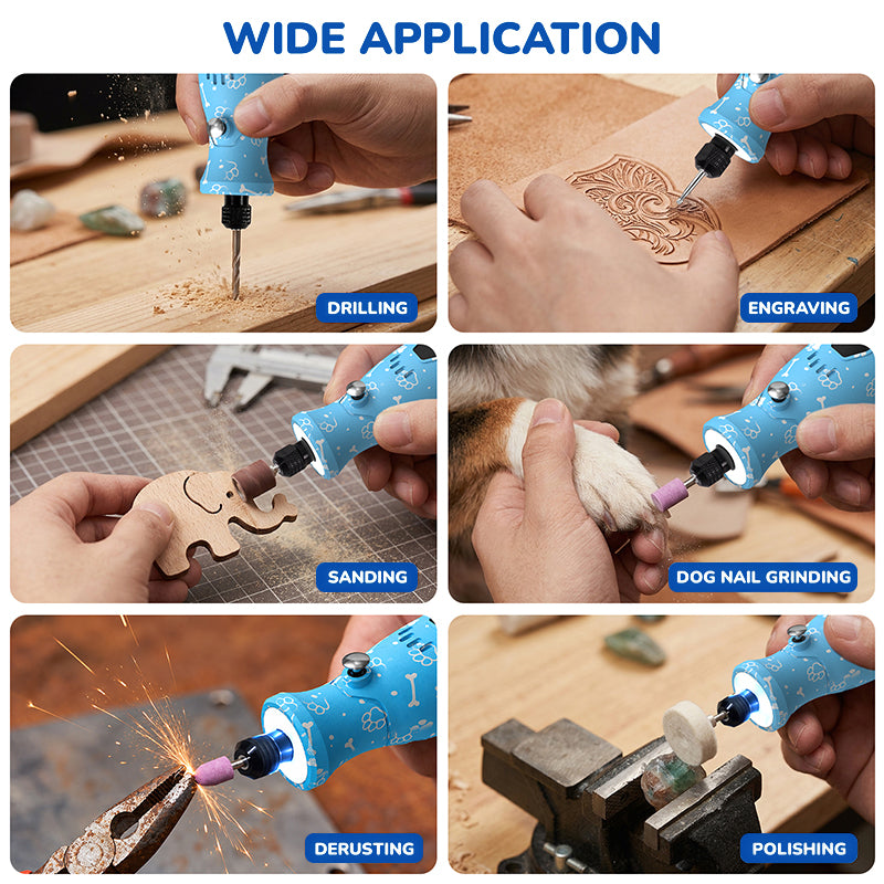 HARDELL Blue 4V Mini Cordless Rotary Tool with 360° LED & 70 Accessories