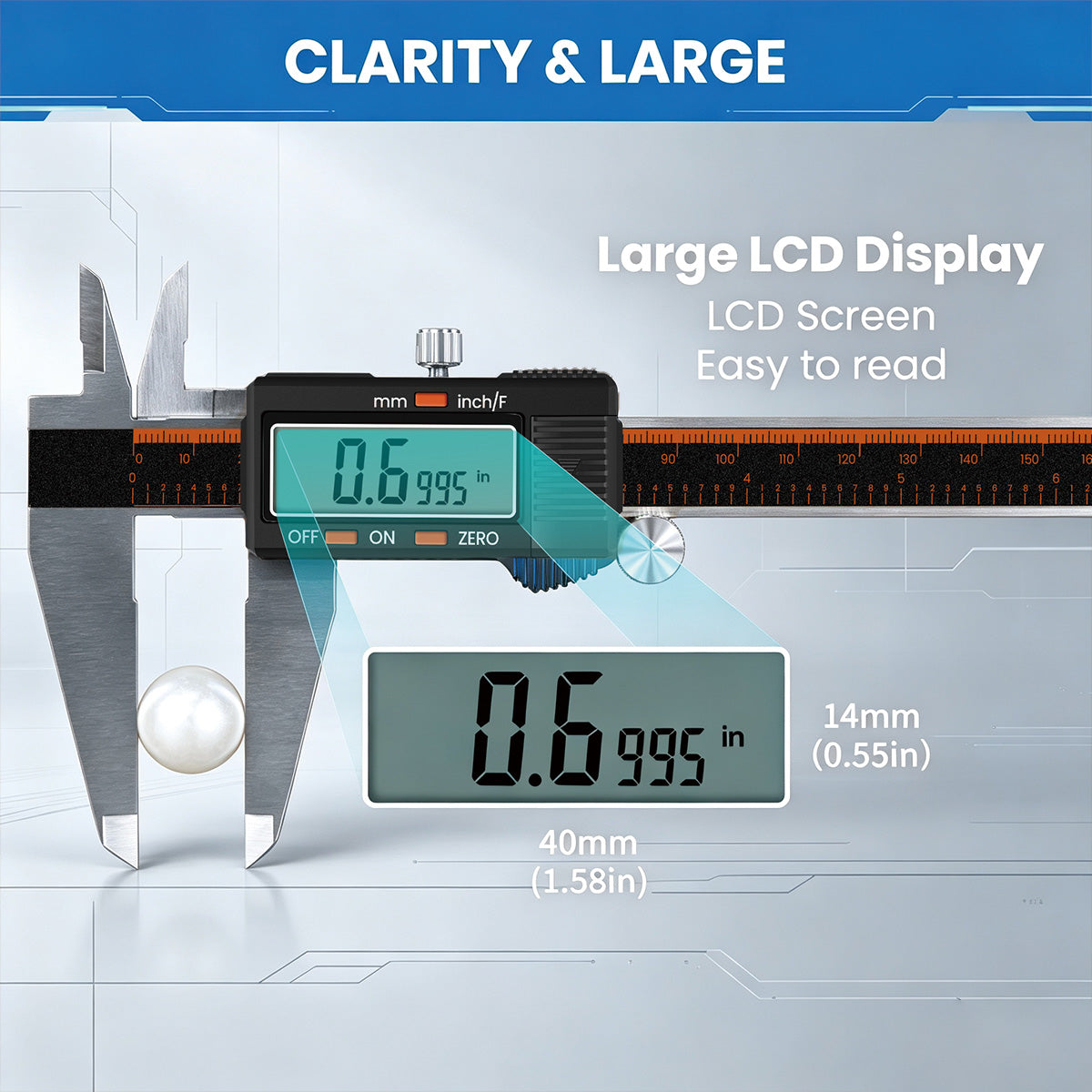 HARDELL 12" Digital Micrometer Caliper, Large LCD