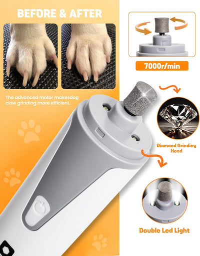 HARDELL HD250207 Dog Nail Grinder with 2 LED Lights & Dog Nail Clipper - Hardell