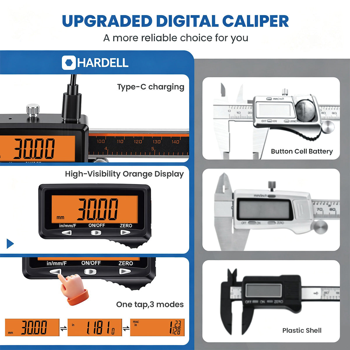 HARDELL Advanced Silver 12in Rechargeable Digital Caliper