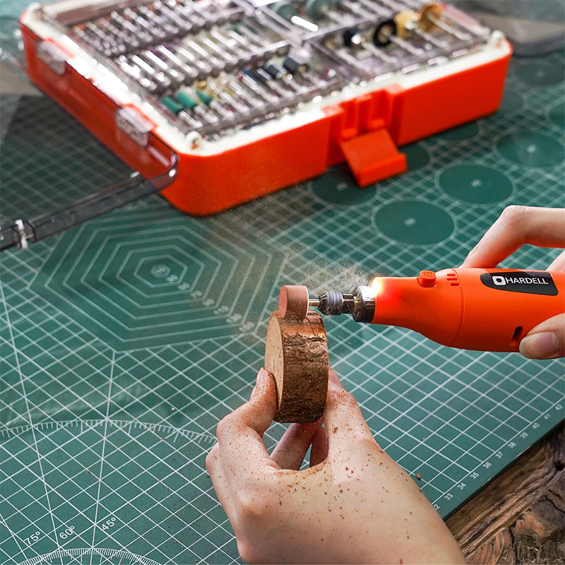 HARDELL 508Pcs Rotary Tool Accessories Kit Orange Storage Case 1/8" Shank
