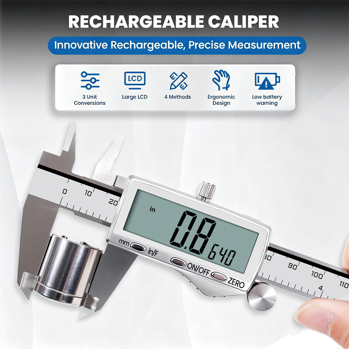 HARDELL 6" Advanced Rechargeable Caliper with LCD
