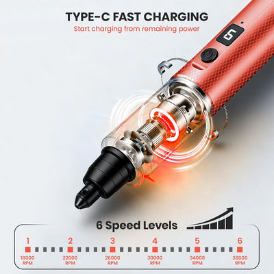 6 Speed Mini Cordless Rotary Tool Kit with 35 Accessories - Hardell