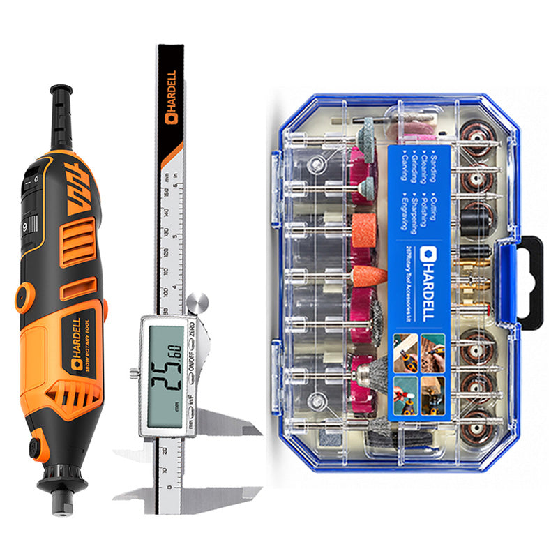 HARDELL 180W Orange Rotary Set with Flex Shaft, Caliper & Engraver
